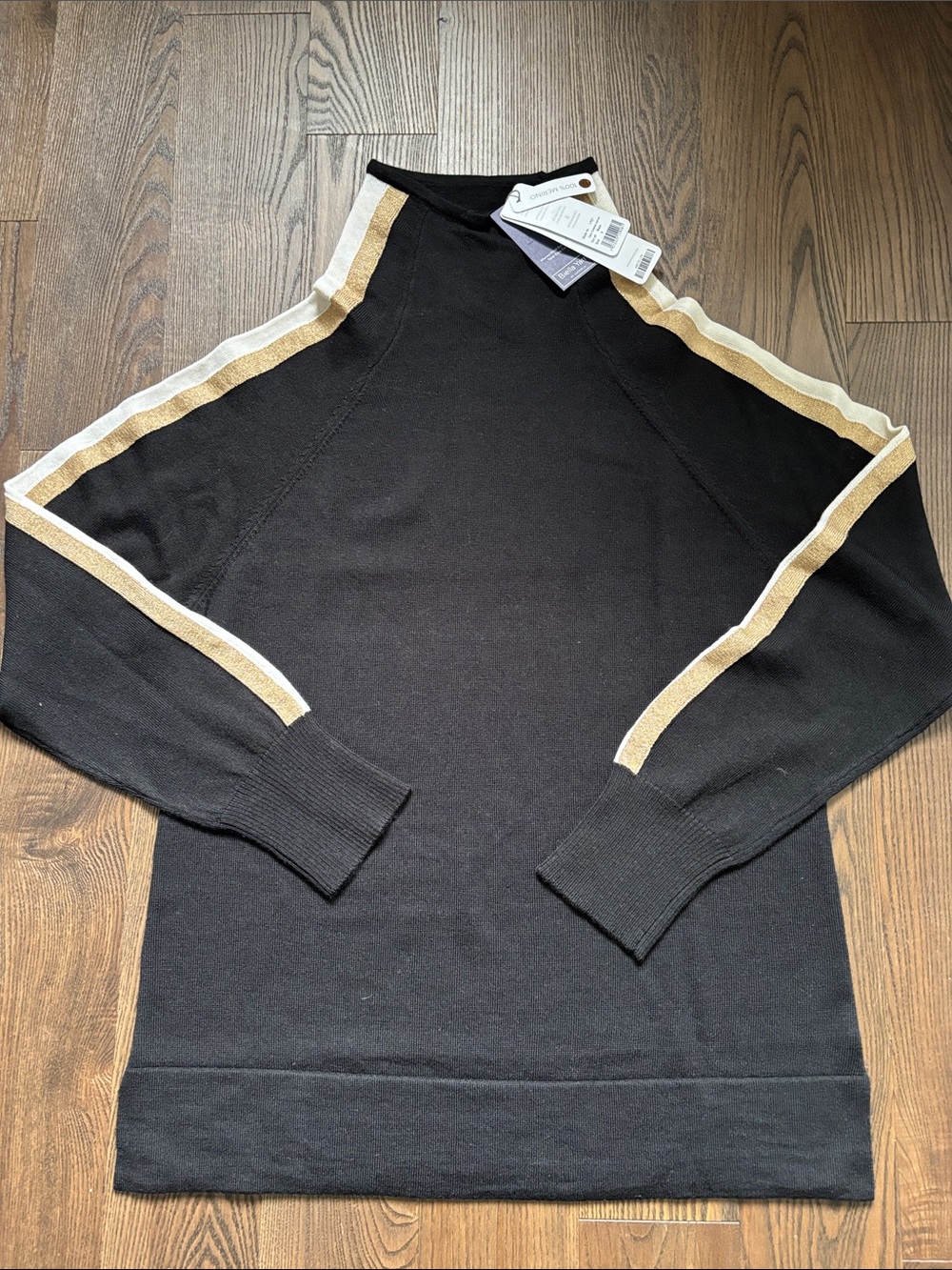 NWT We Norwegians Geilo 100% MERINO Black Funnel Neck Tunic Sweater Small